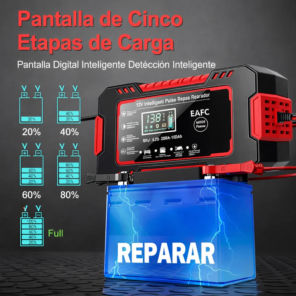 Cargador Inteligente de Baterías 12V para Carro y Moto 🚗🔋🏍️