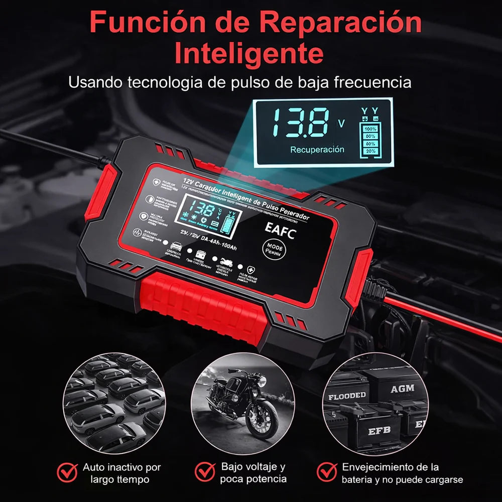 Cargador Inteligente de Baterías 12V para Carro y Moto 🚗🔋🏍️