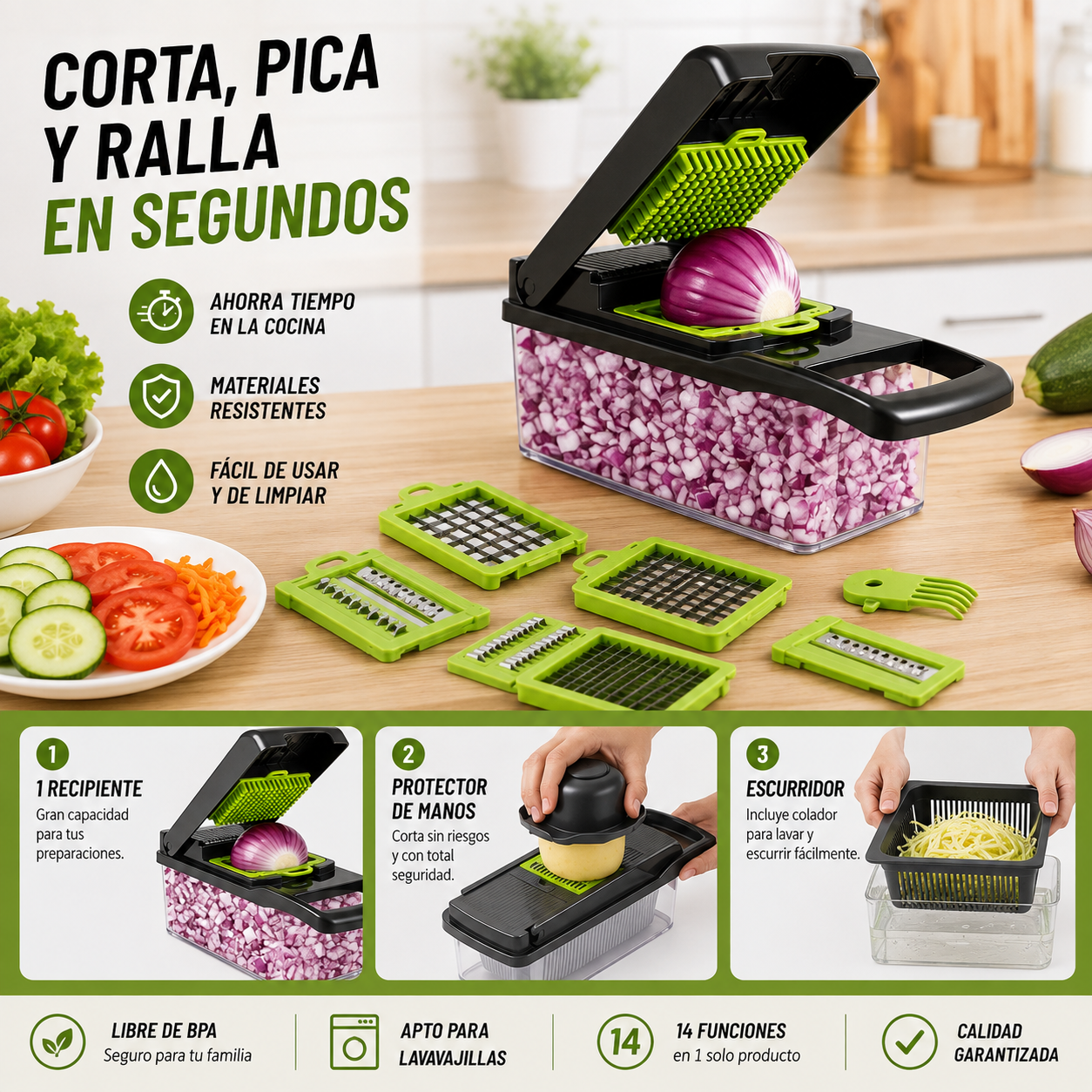 🚚 Cortador Multifuncional 14 en 1 Envío Gratis + Pago al Recibir + 49% OFF