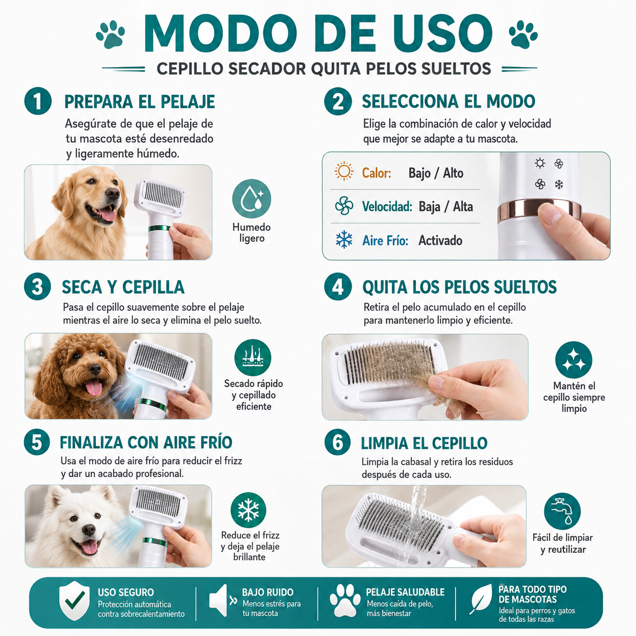 🔥🐶 ¡OFERTA ESPECIAL PARA TU MASCOTA!  CEPILLO SECADOR 2 EN 1
