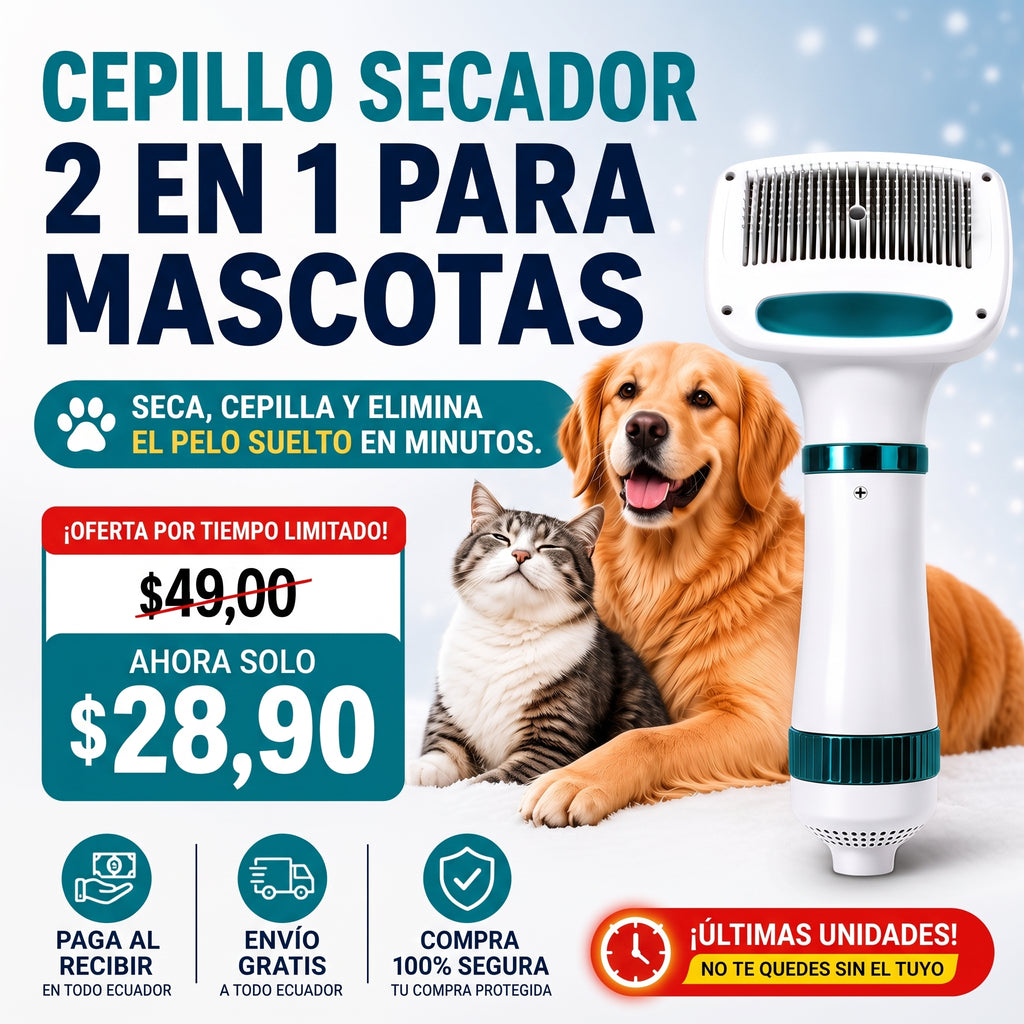 🔥🐶 ¡OFERTA ESPECIAL PARA TU MASCOTA!  CEPILLO SECADOR 2 EN 1