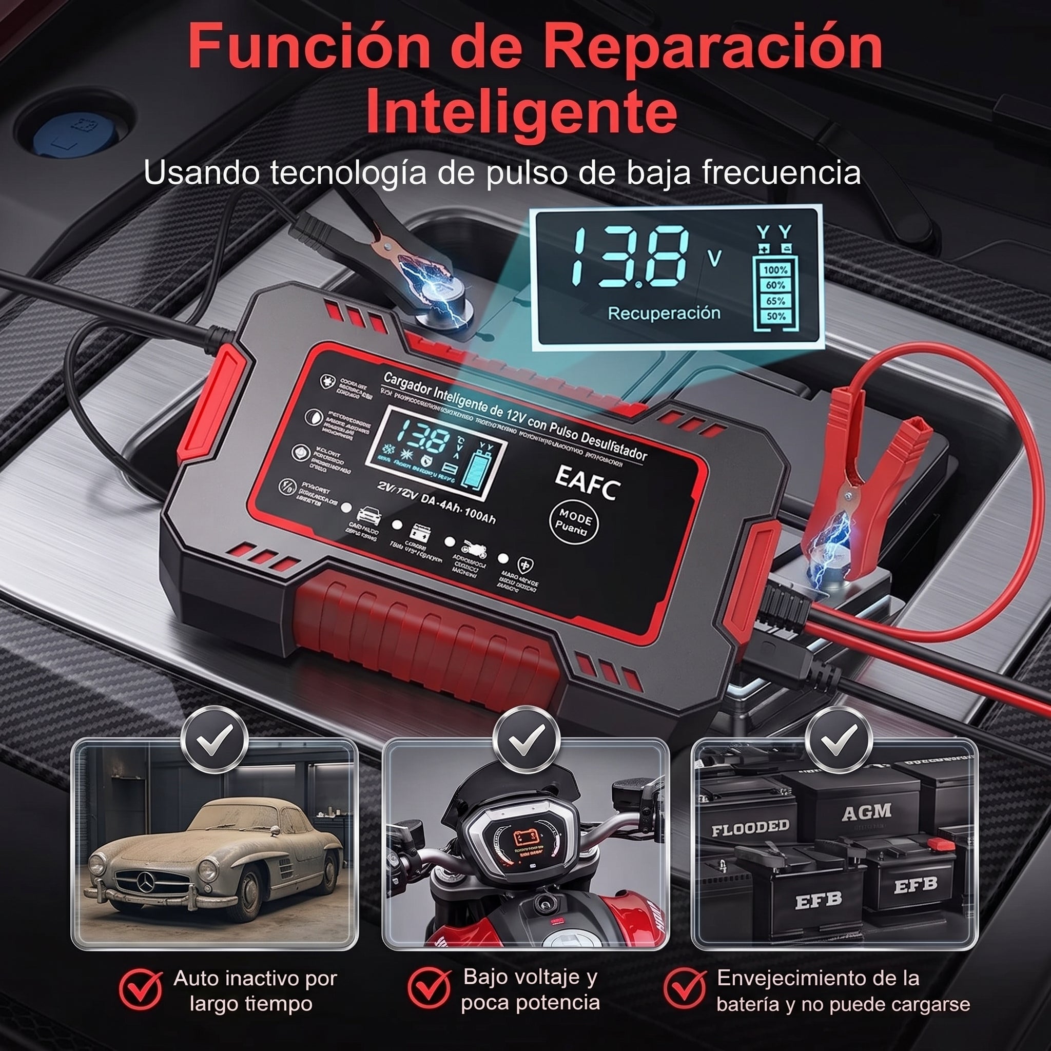 Cargador Inteligente de Baterías 12V para Carro y Moto 🚗🔋🏍️
