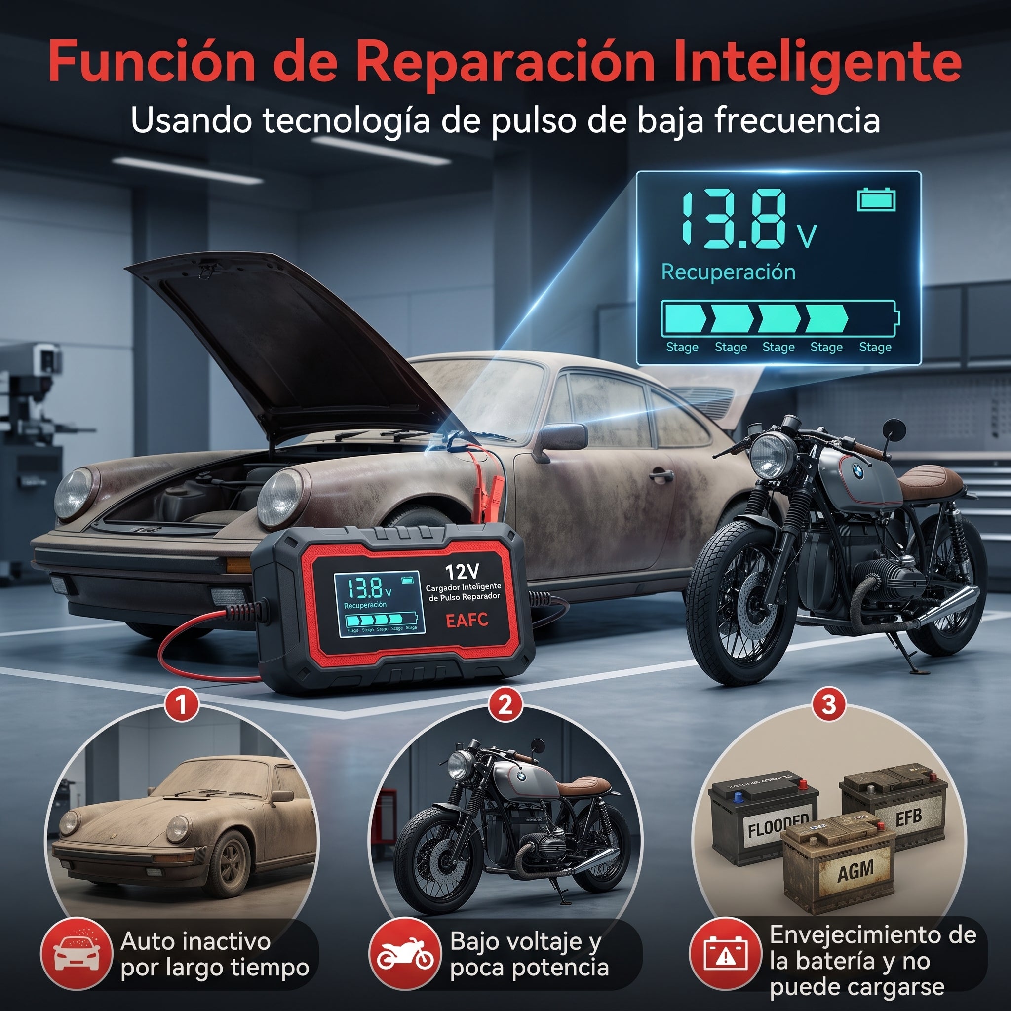 Cargador Inteligente de Baterías 12V para Carro y Moto 🚗🔋🏍️